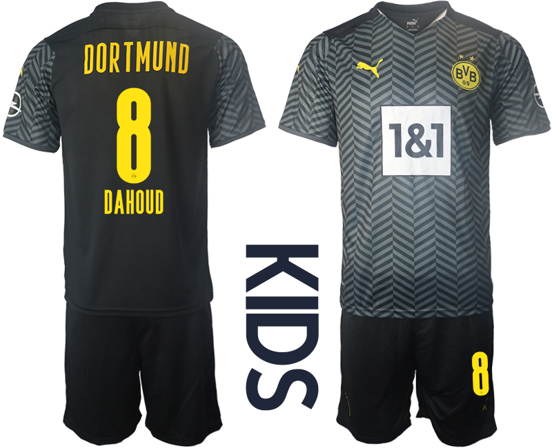 Cheap Youth 2021-2022 Club Borussia Dortmund away black 8 Soccer Jersey